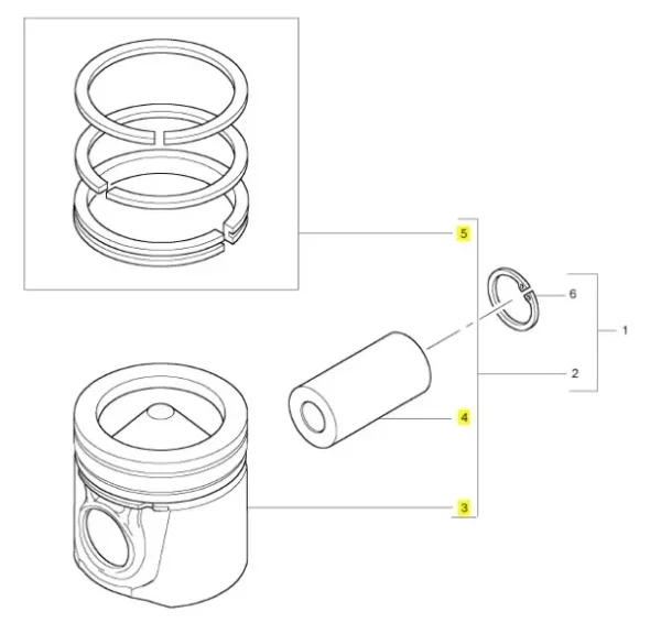 Tłok kompletny nominał CAT C4.4 (360-3987) Perkins 1204 (T410925) - oryginał