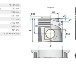 Tłok Perkins TR 6.372 101,054mm STD - 93175600